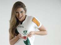 Uniforme n�mero dois do Am�rica-MG tem uma faixa diagonal verde. Foto: Divulga��o