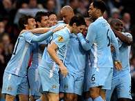 Manchester City eliminou atual campe�o da Liga Europa com goleada por 4 a 0. Foto: Getty Images