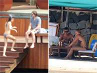 Demi Moore e Ashton Kutcher aproveitaram calor na mansão de Angélica e Luciano Huck. Foto: O Dia