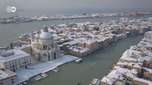 Onda de frio da Sibéria deixa Veneza coberta de neve