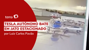 Vídeo mostra carro autônomo da Tesla batendo em jato