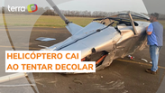 Veja o momento em que helic&oacute;ptero cai ao tentar decolar em SP