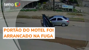 Homem foge de motel sem pagar a conta e arranca portão com carro