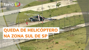 Moradores retiram vítimas de helicóptero após queda em SP