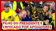 Eduardo Bolsonaro é criticado por ir à Copa enquanto bolsonaristas tomam chuva em quartéis