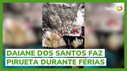 Daiane dos Santos faz pirueta durante férias