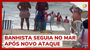 Bombeiros precisam retirar homem à força do mar após novo ataque de tubarão em Pernambuco