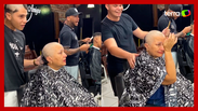 Barber goes viral after shaving his hair in support of mother with cancer in PS: 