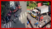 Cracolândia: usuários de drogas depredam ônibus e caminhão de lixo em SP