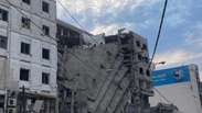 Vídeo mostra ataque a edifício do Banco Nacional de Gaza