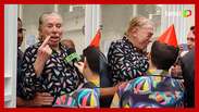 Silvio Santos reappears after receiving a surprise from the fans at his door