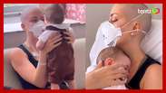 Fabiana Justus mostra reencontro emocionante com o filho de 6 meses em hospital: 'Que saudade'