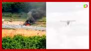 Veja o momento da queda do avião da Polícia Federal no Aeroporto da Pampulha (MG)