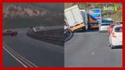 Vendaval derruba veículos de viaduto na África do Sul