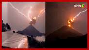 Vídeo registra tempestade de raios atingindo vulcão em erupção na Guatemala