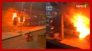 Ônibus elétrico é incendiado por criminosos em avenida de Salvador; veja vídeo