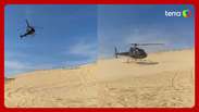 Empresário pousa helicóptero em praia no Ceará para comprar iguaria e vídeo viraliza