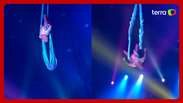 Acrobata de circo cai após cabo se romper em apresentação no CE