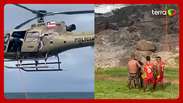 Banhistas são resgatados por helicóptero em praia de Salvador
