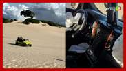 Carro ‘voa’ por cima de buggy e passageiros em duna no Ceará