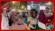 Torcida comemora classifica&ccedil;&atilde;o do Fluminense em Copacabana ap&oacute;s 2 a 0 contra a Inter de Mil&atilde;o
