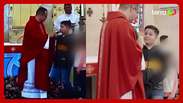 The father is left without mass reaction after a child asks 