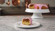 Present tastes: donut cake with pink glaze