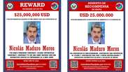 Estados Unidos oferecem at&eacute; R$ 140 milh&otilde;es por informa&ccedil;&otilde;es que levem &agrave; pris&atilde;o de Nicol&aacute;s Maduro