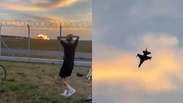 V&iacute;deo mostra queda e explos&atilde;o de ca&ccedil;a F-16 durante ensaio para show na Pol&ocirc;nia; piloto morreu