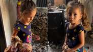 The mother is electrified by the reaction by her 3 -year -old daughter when she saw a family home destroyed by a fire