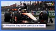 F1 volta a toda com batida das Ferraris e Hadjar no p&oacute;dio