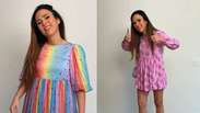 Tata Werneck se diverte usando vestidos da filha de 5 anos: 'Quem vai pegar as roupas de quem?'