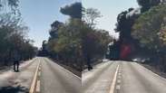 The bus with the soccer team takes fire on the MG motorway