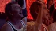 The video shows Alexandre Nero's reaction watching the final chapter of 'Vale Tudo'