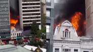 Grande incêndio atinge loja no Centro Histórico de Porto Alegre, no Rio Grande do Sul
