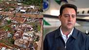Ratinho Jr. decreta estado de calamidade pública em cidade devastada por tornado no Paraná