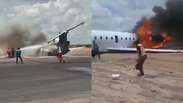 Vídeos mostram correria e desespero após avião que levava ministro do Congo pegar fogo em pouso