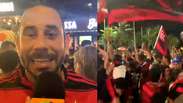 Torcedores do Flamengo ocupam a orla da Praia de Atalalia, em Aracaju, para comemorar Libertadores