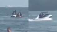 Ladr&otilde;es em moto aqu&aacute;tica assaltam casal dentro do mar em S&atilde;o Vicente (SP)