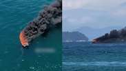 Lancha pega fogo e seis pessoas ficam feridas em Angra dos Reis (RJ)