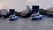 Helic&oacute;ptero da Band faz pouso for&ccedil;ado em S&atilde;o Paulo e atinge carreta