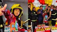 Menino autista f&atilde; do Corpo de Bombeiros ganha visita surpresa da corpora&ccedil;&atilde;o no anivers&aacute;rio; veja