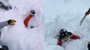 Esquiador resgata homem soterrado ap&oacute;s avalanche nos Alpes Su&iacute;&ccedil;os