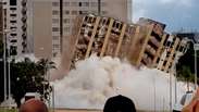Torre Palace Hotel &eacute; implodido e vai ao ch&atilde;o em 7 segundos em Bras&iacute;lia; veja a queda