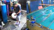 Imagens mostram funcion&aacute;rio manuseando produtos qu&iacute;micos em piscina onde mulher morreu em SP
