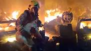 V&iacute;deo mostra o momento em que cadela &eacute; salva de inc&ecirc;ndio por bombeiros em MG