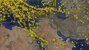 Radar mostra avi&otilde;es desviando do espa&ccedil;o a&eacute;reo do Ir&atilde; ap&oacute;s ataques dos EUA e Israel