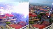 V&iacute;deo flagra raio atingindo casa durante tempestade em Sorocaba (SP)