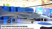 Veja o momento em que o F-39E Gripen, o mais poderoso ca&ccedil;a da FAB, &eacute; apresentado na Embraer