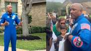 Astronauta da Artemis II &eacute; recebido com festa por vizinhos ao voltar para casa